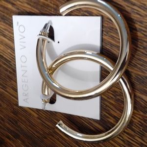 ARGENTO VIVO HIGH 2 1/4 POLSIHED HOOPS NEW